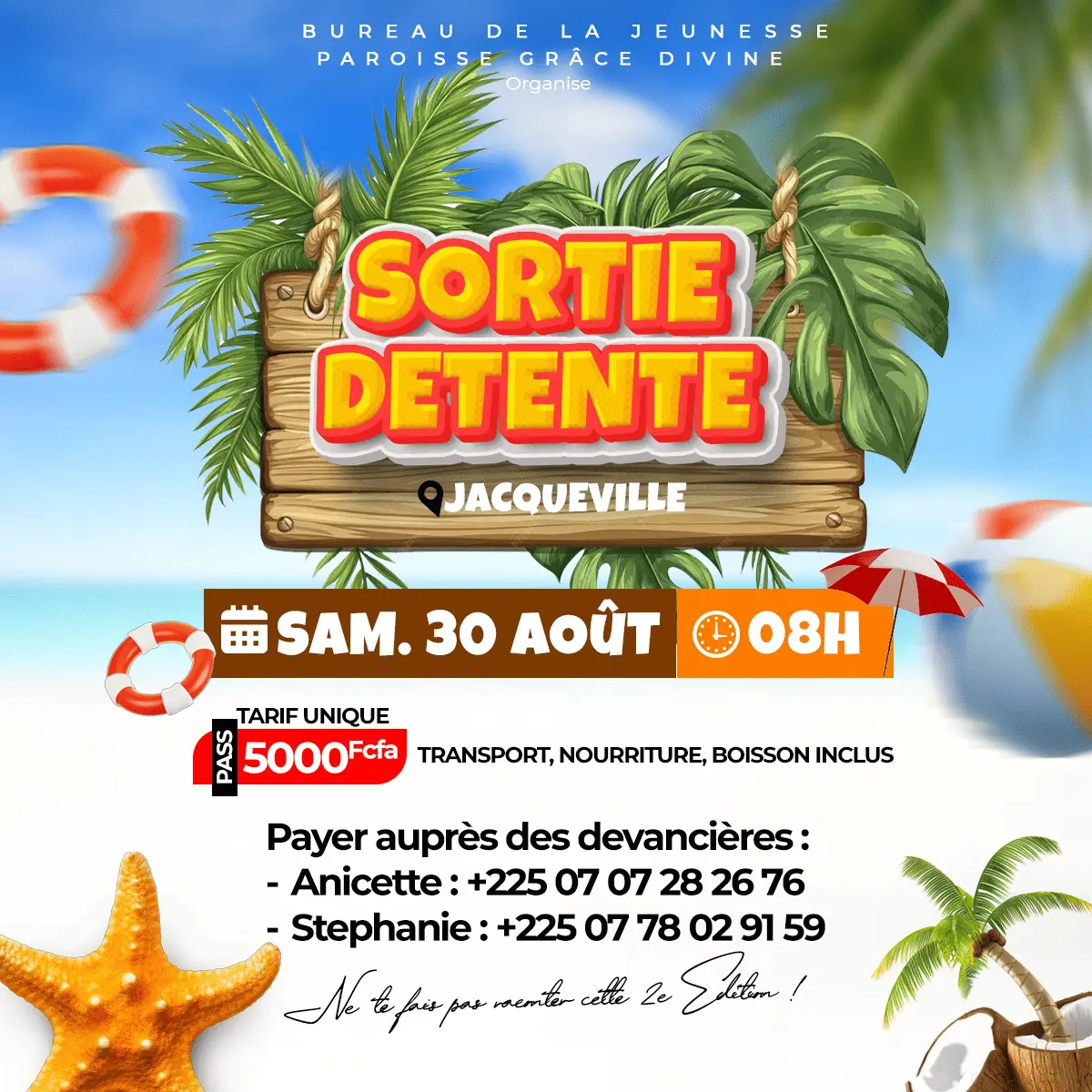 Affiche Sortie Détente Jeunesse Grâce Divine